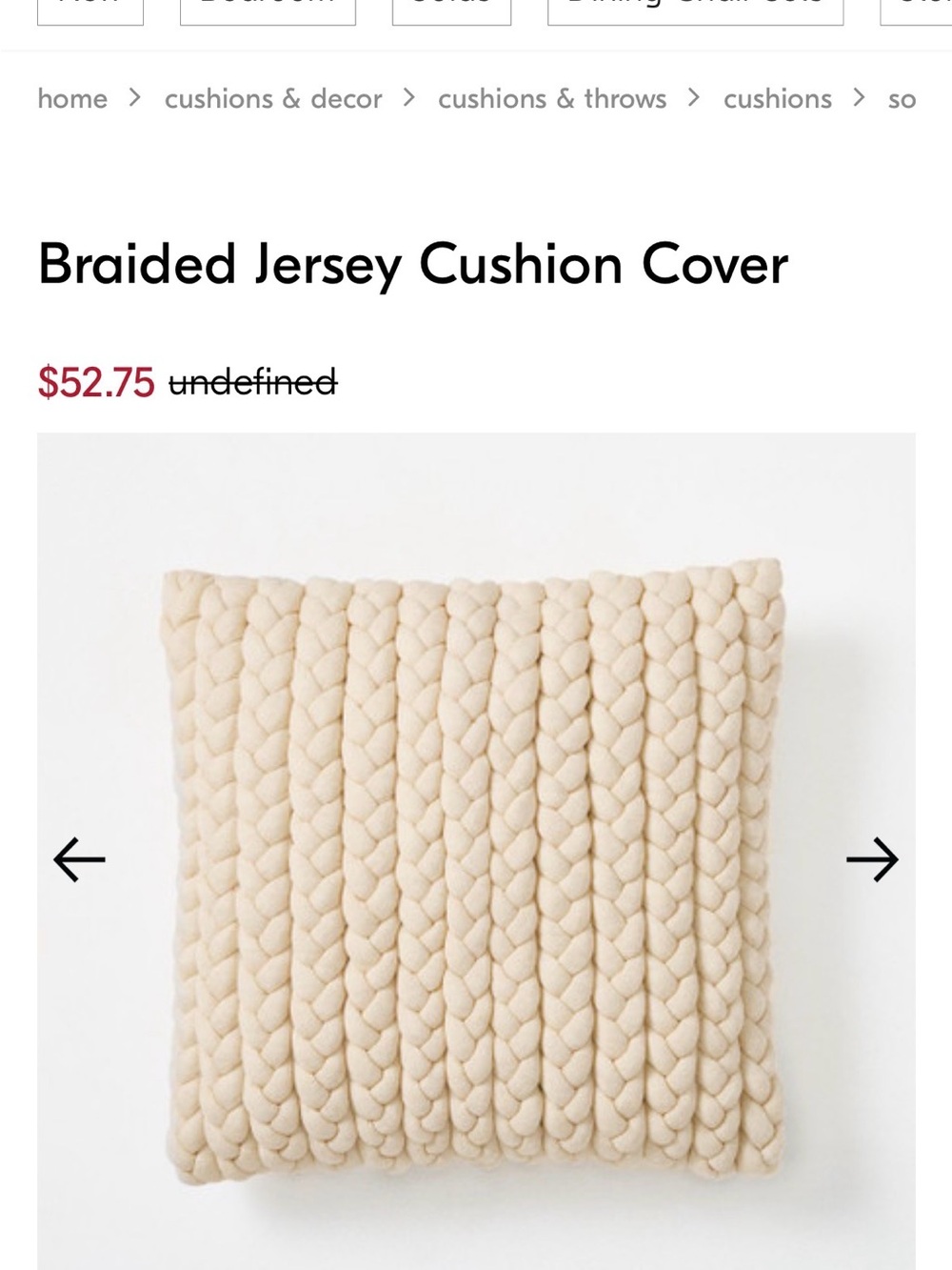 West Elm Braided Jersey Cushion Pillow